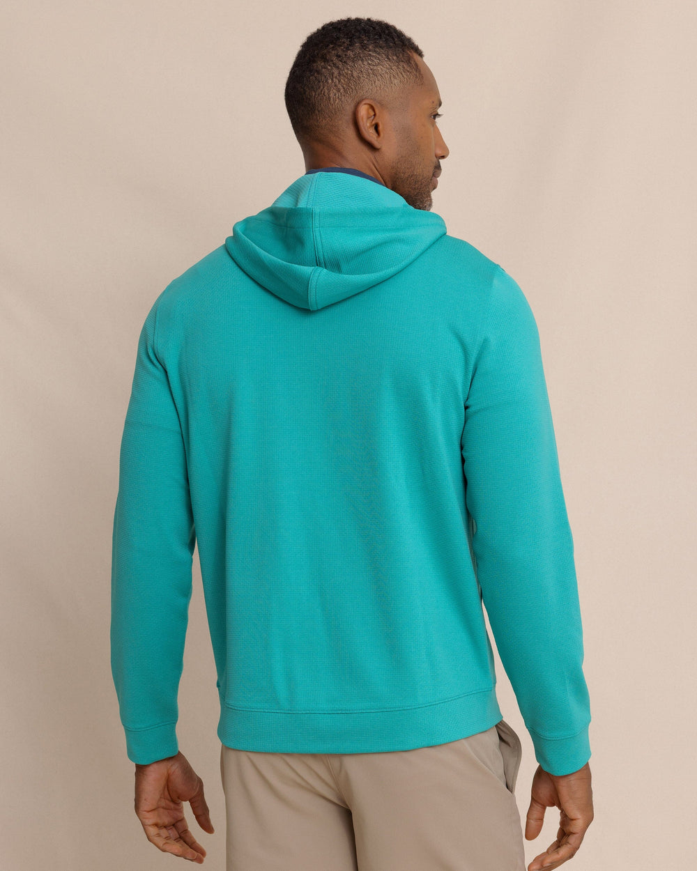 The back view of the Southern Tide Schooner Full-Zip Hoodie by Southern Tide - Spruce Shade