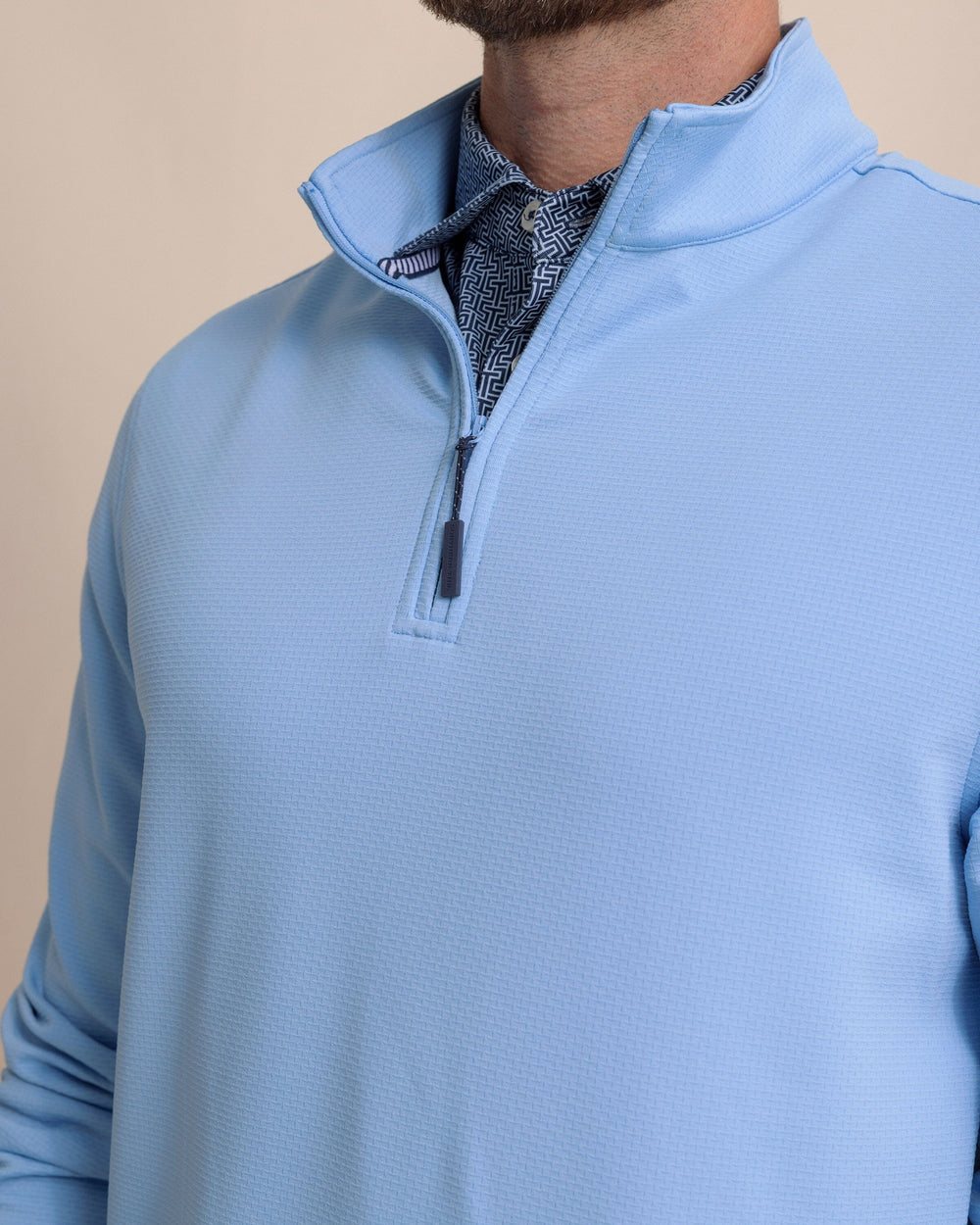 The detail view of the Southern Tide Schooner Long Sleeve Quarter Zip by Southern Tide - Ocean Channel