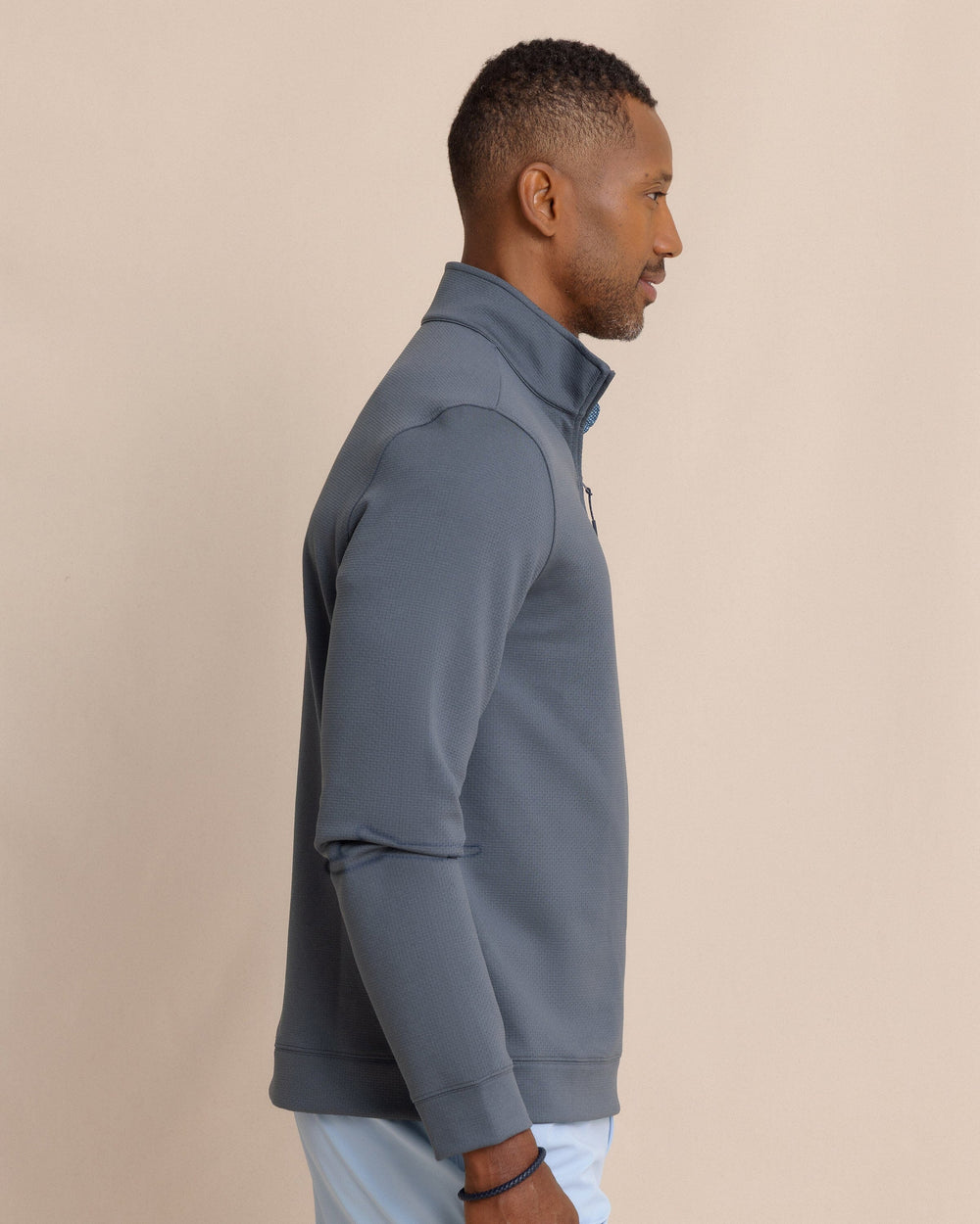 The side view of the Southern Tide Schooner Long Sleeve Quarter Zip by Southern Tide - Perfect Storm