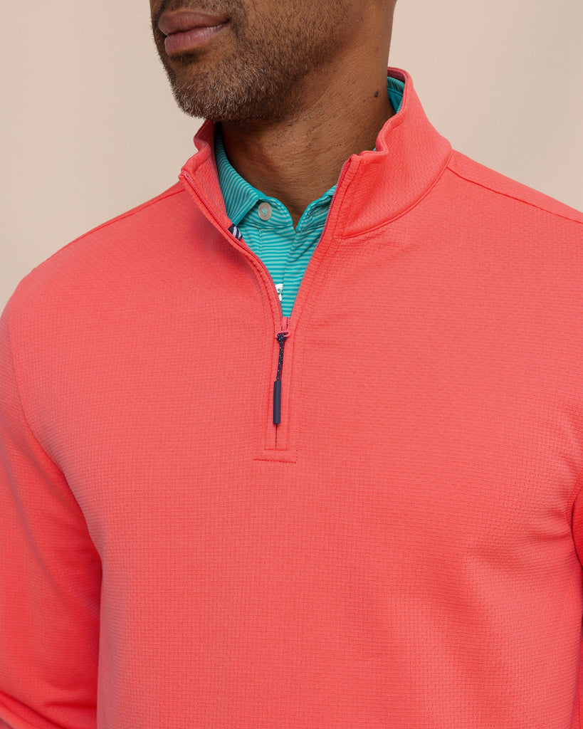 Men's Schooner Quarter Zip - Sunkist Coral | Southern Tide