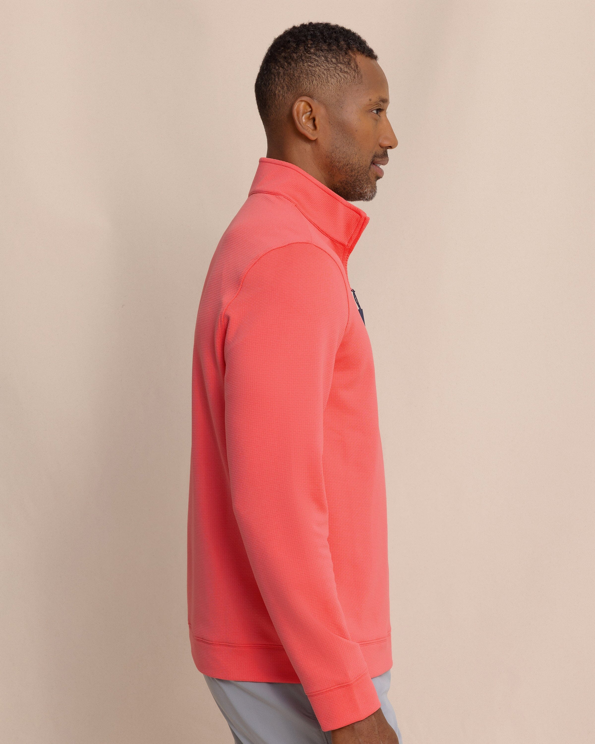 Men's Schooner Quarter Zip - Sunkist Coral | Southern Tide