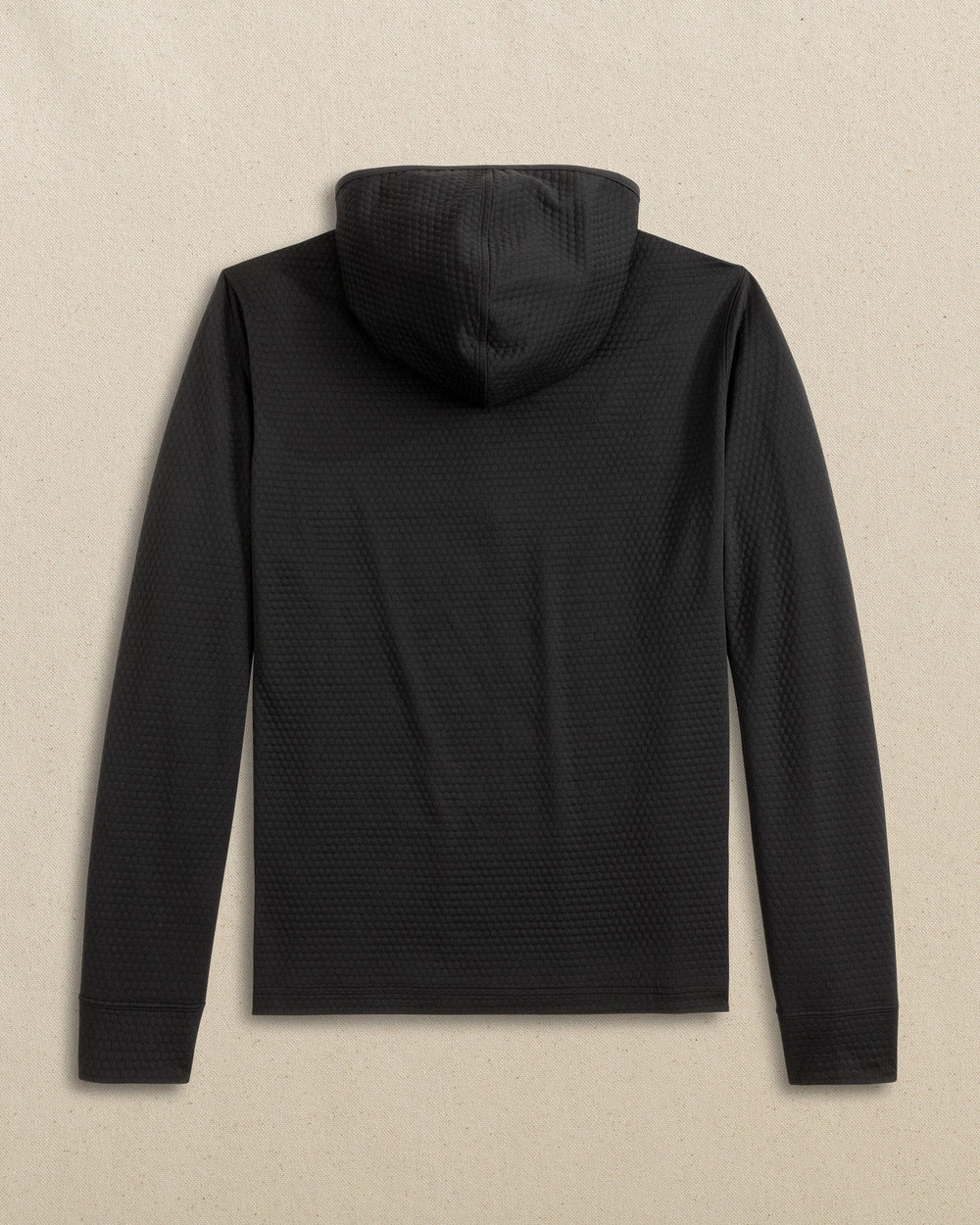 The back view of the Southern Tide Scuttle Performance Quarter Zip Hoodie by Southern Tide - Caviar Black