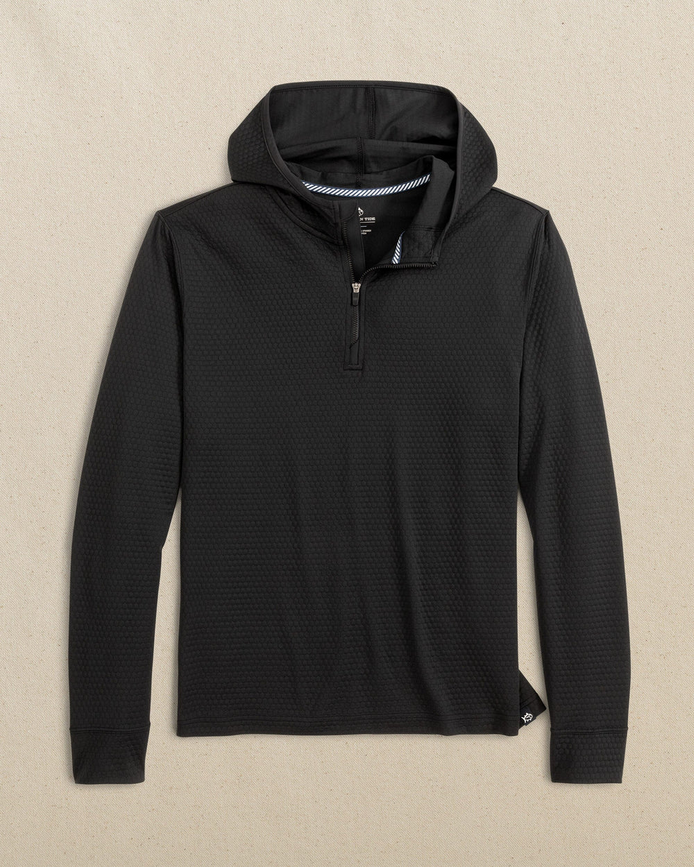 The front view of the Southern Tide Scuttle Performance Quarter Zip Hoodie by Southern Tide - Caviar Black