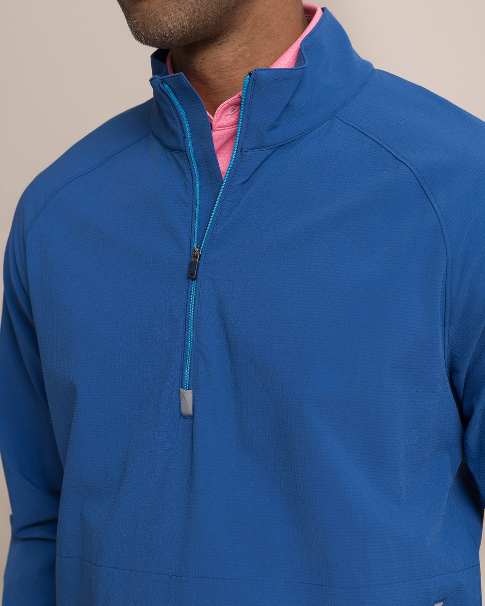 The detail view of the Southern Tide Seabreeze Performance Pullover by Southern Tide - Nautical Blue