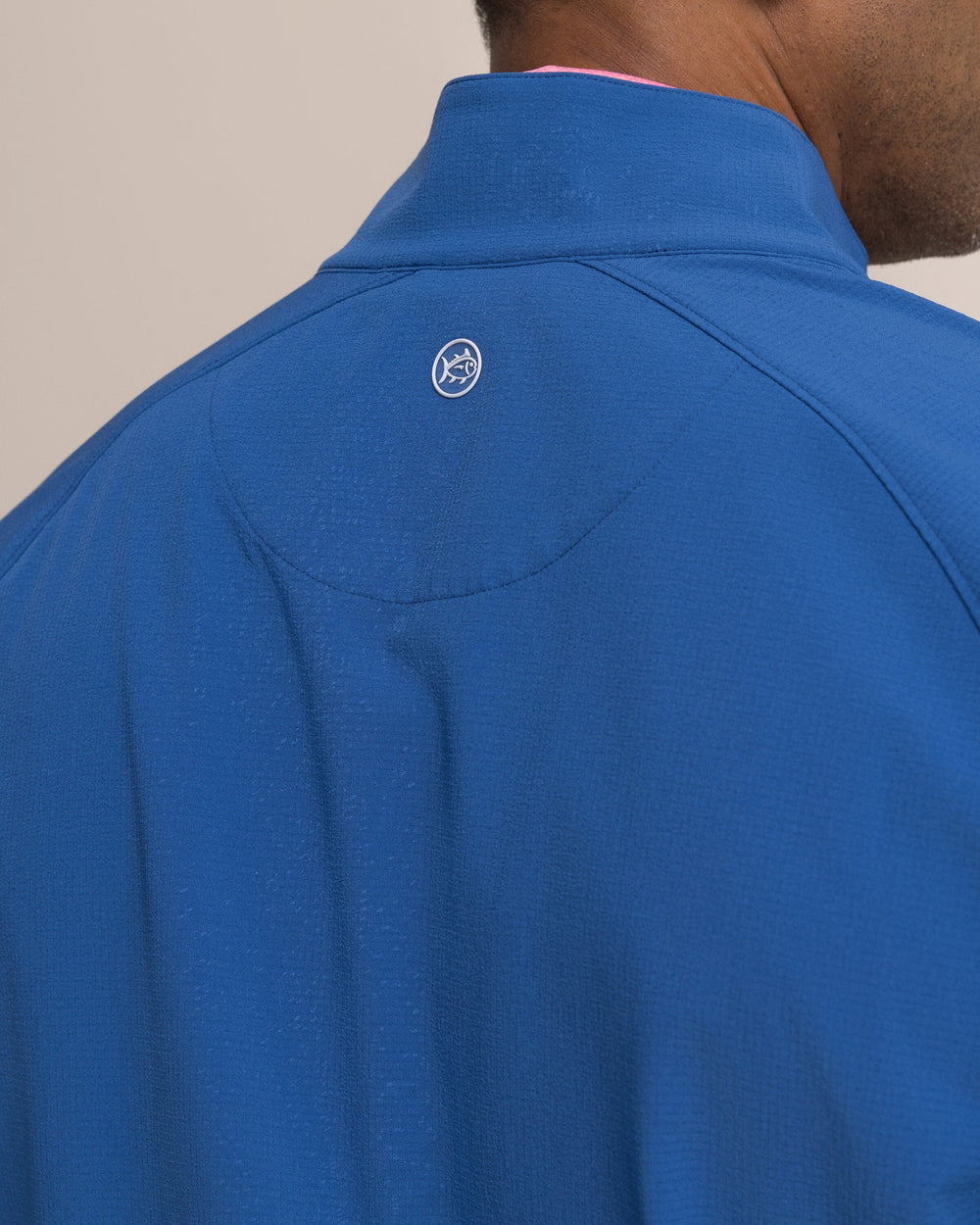 The detail view of the Southern Tide Seabreeze Performance Pullover by Southern Tide - Nautical Blue