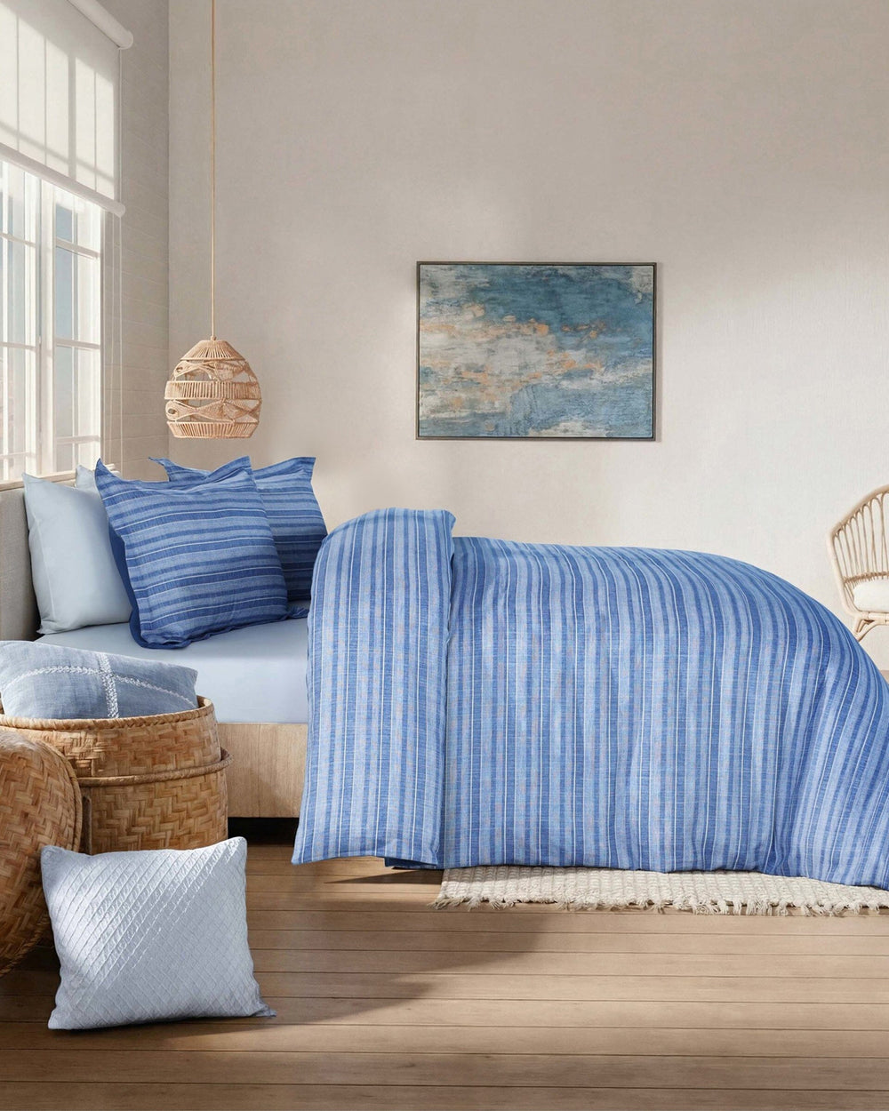 The side view of the Southern Tide Seafarer Comforter Set by Southern Tide - Blue