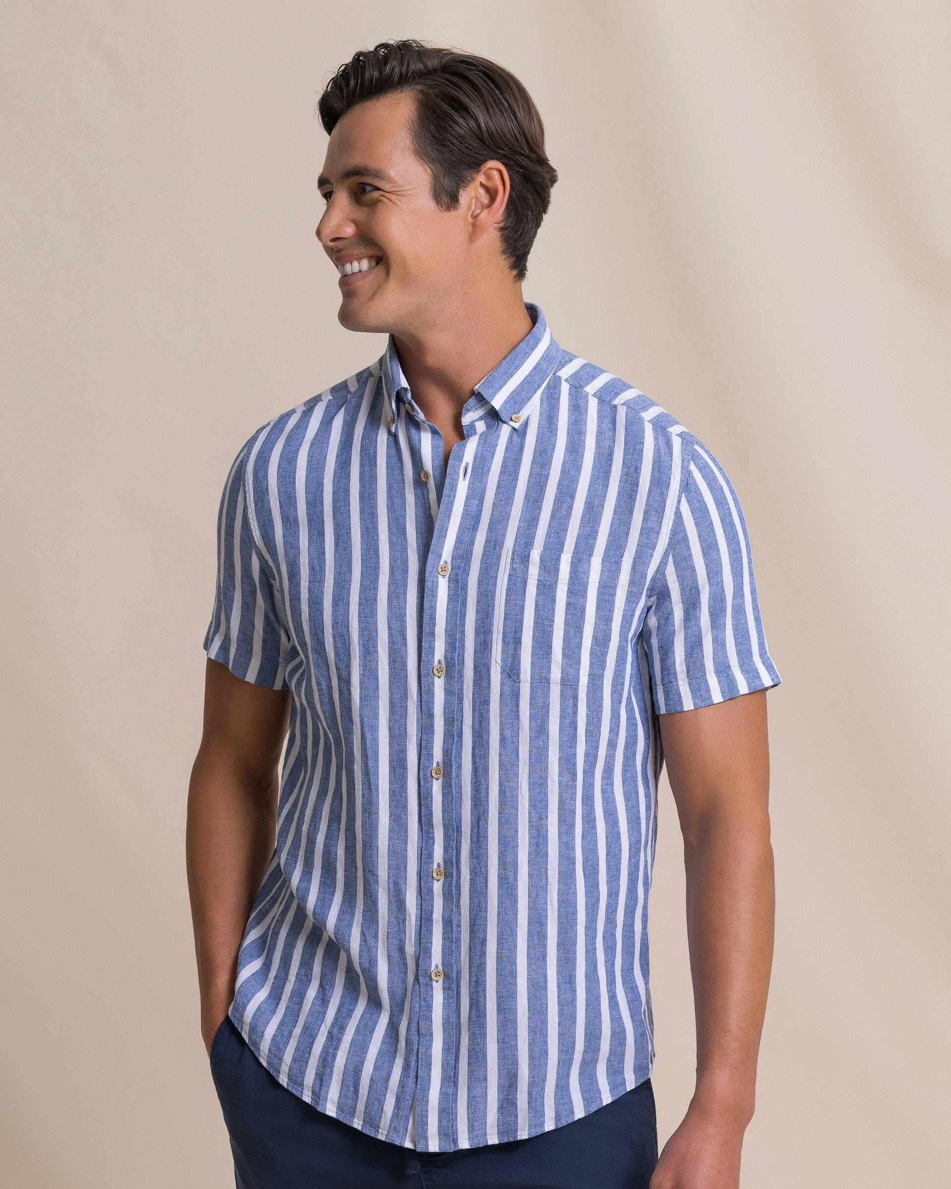 Men's Seamark Stripe Short Sleeve Sport Shirt | Southern Tide