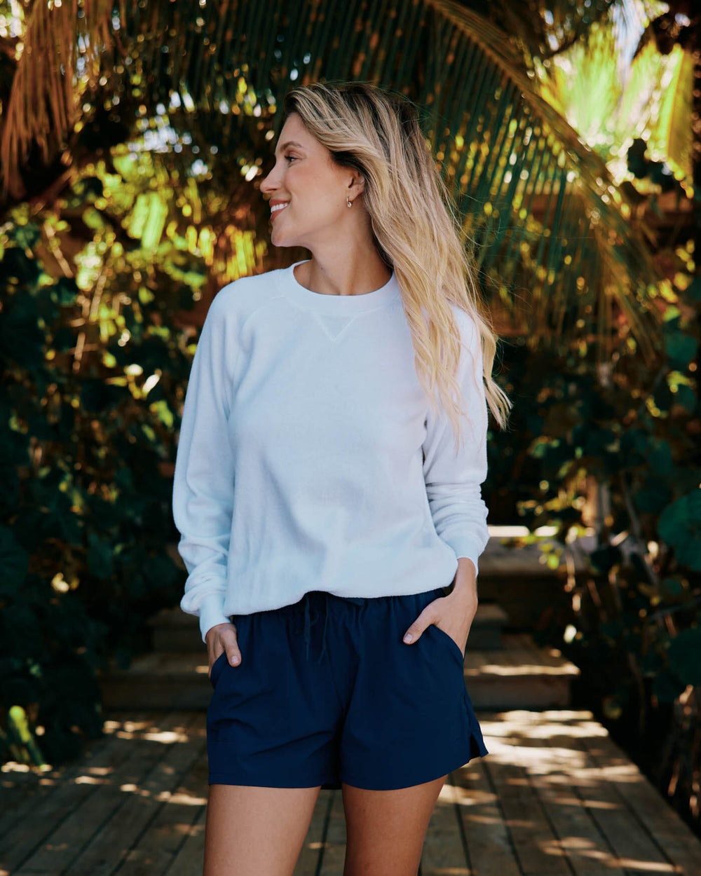The front view of the Southern Tide Seaside Retreat Sweatshirt by Southern Tide - Classic White