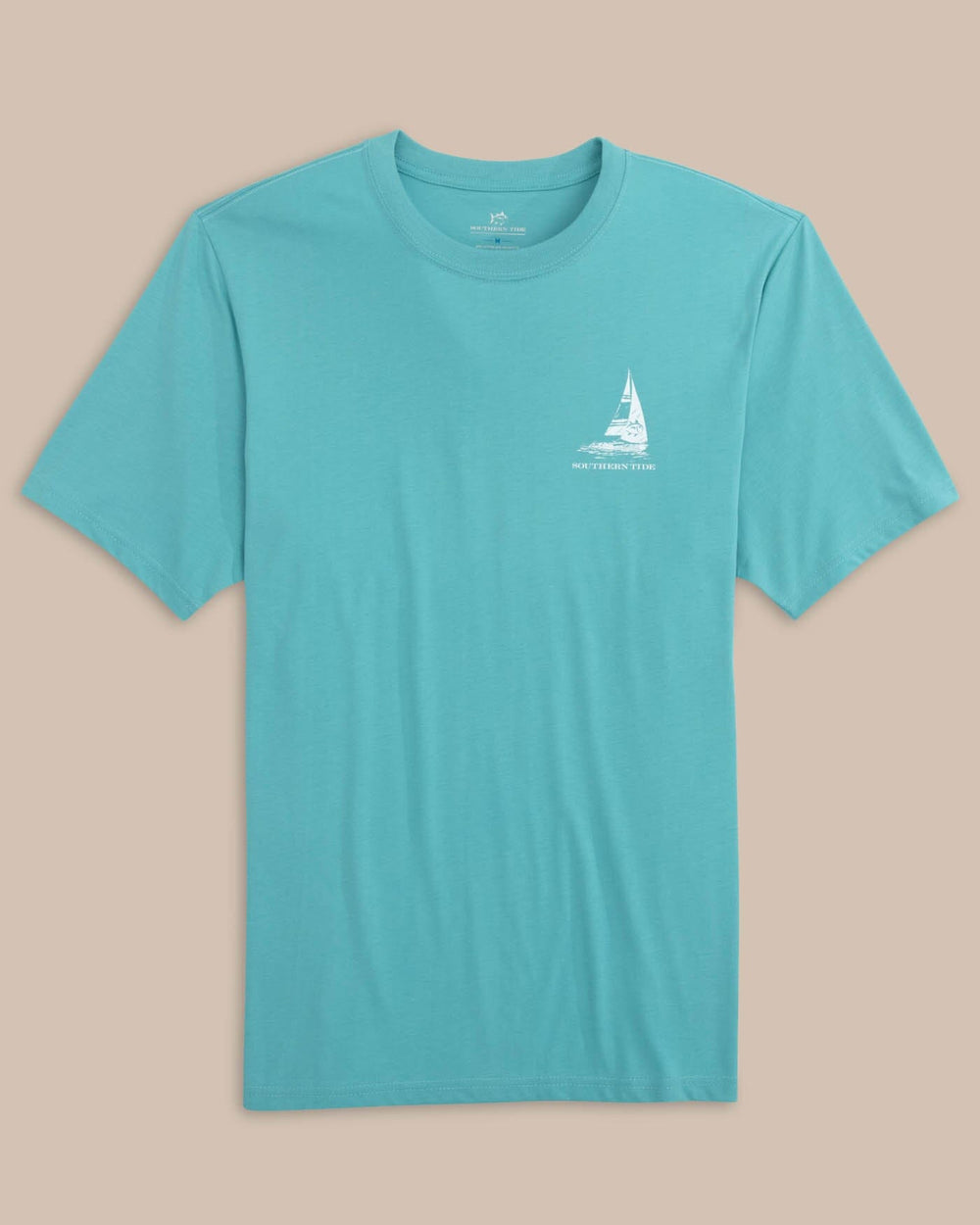 The front view of the Southern Tide Set Sail Tri Short Sleeve T-shirt by Southern Tide - Ocean Aqua