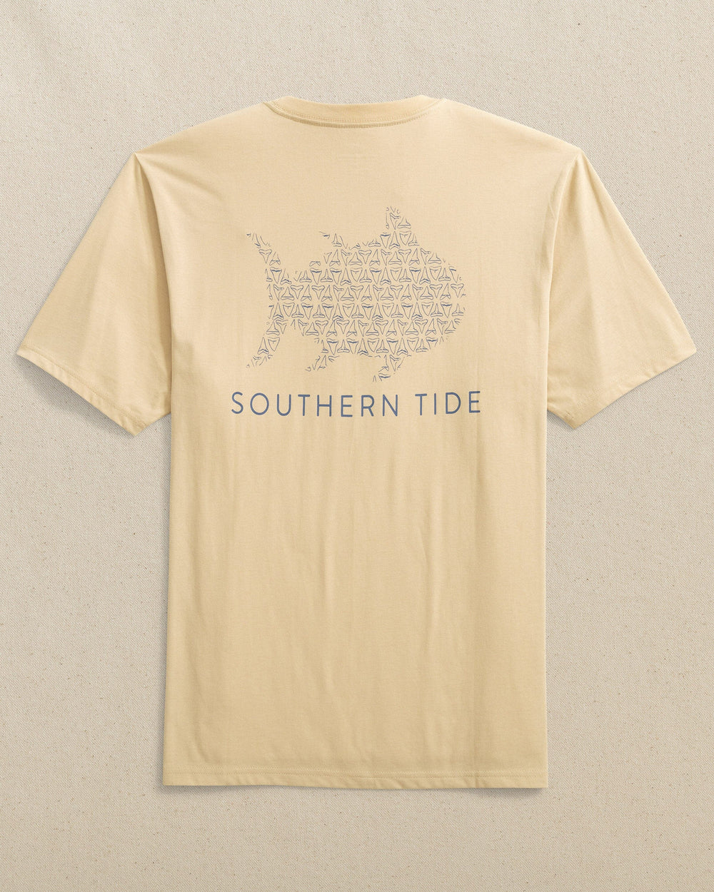 The back view of the Southern Tide Shark Tooth Skipjack Short Sleeve T-Shirt by Southern Tide - Irish Cream