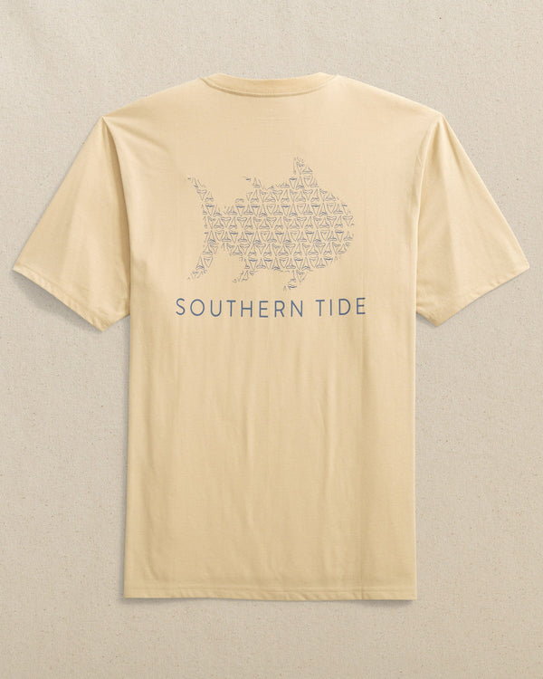 The back view of the Southern Tide Shark Tooth Skipjack Short Sleeve T-Shirt by Southern Tide - Irish Cream