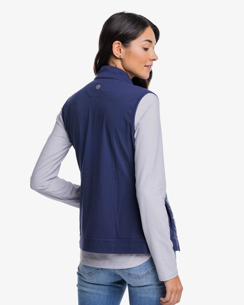 The back view of the Southern Tide Shawna Mixed Media Vest by Southern Tide - Nautical Navy