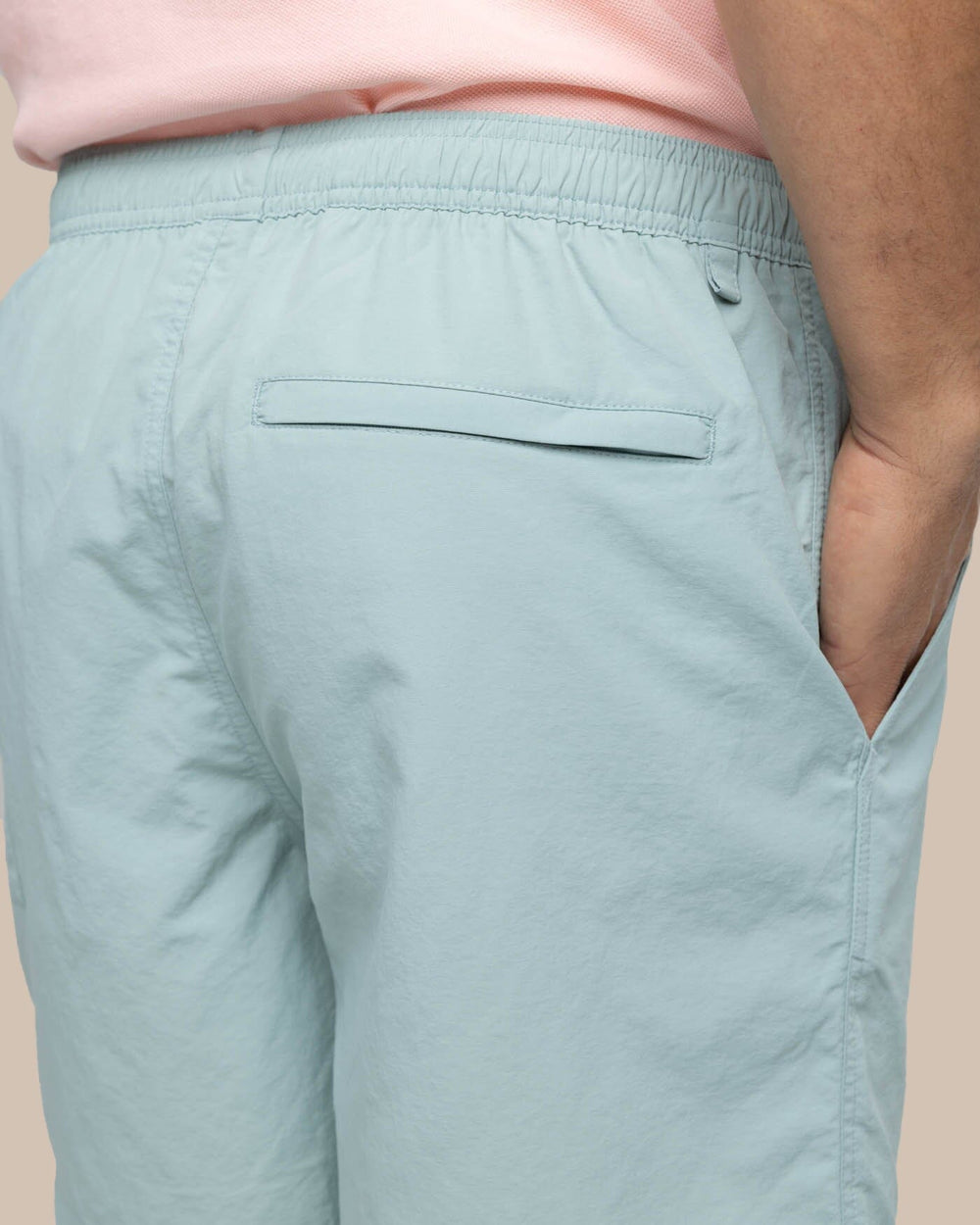 The detail view of the Southern Tide Shoreline 6 Nylon Short by Southern Tide - Green Surf