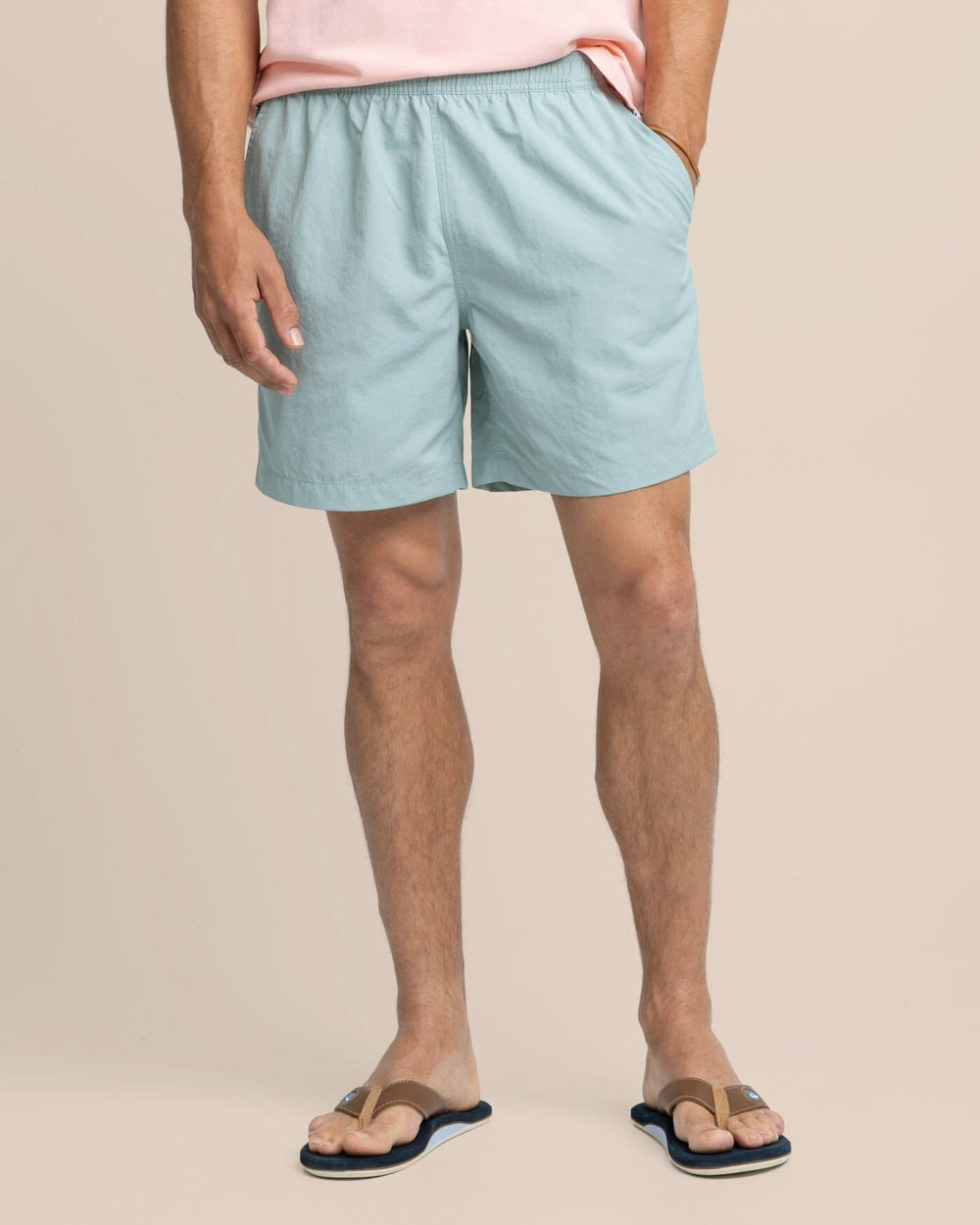The front view of the Southern Tide Shoreline 6 Nylon Short by Southern Tide - Green Surf