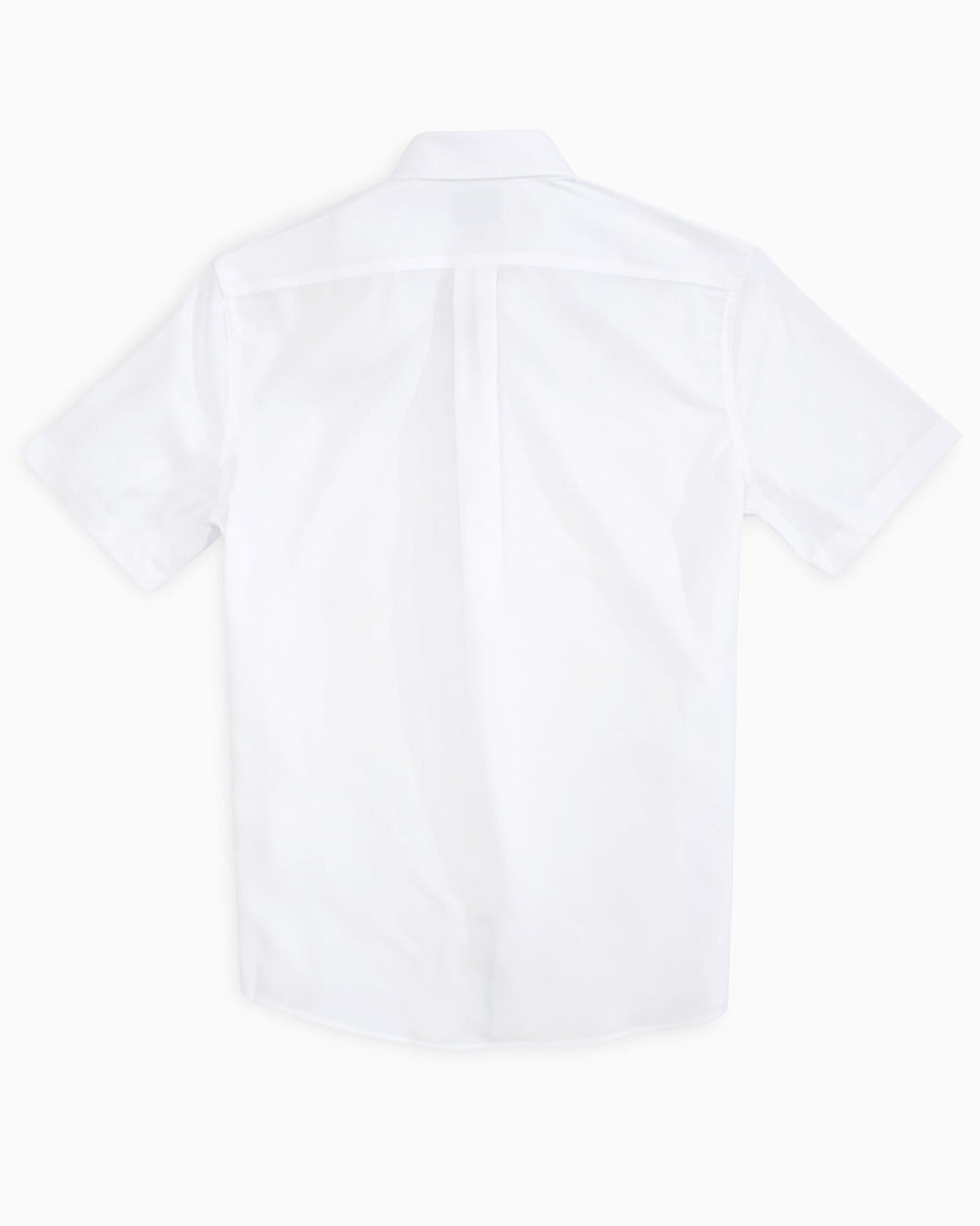 The back view of the Vanderbilt Commodores Short Sleeve Button Down Dock Shirt by Southern Tide - Classic White
