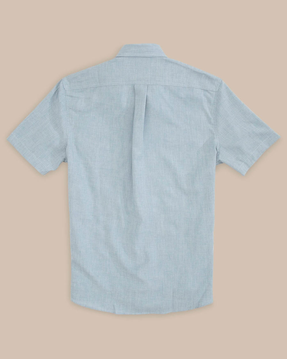The back view of the Men's Grey Short Sleeve Dock Shirt by Southern Tide - Seagull Grey
