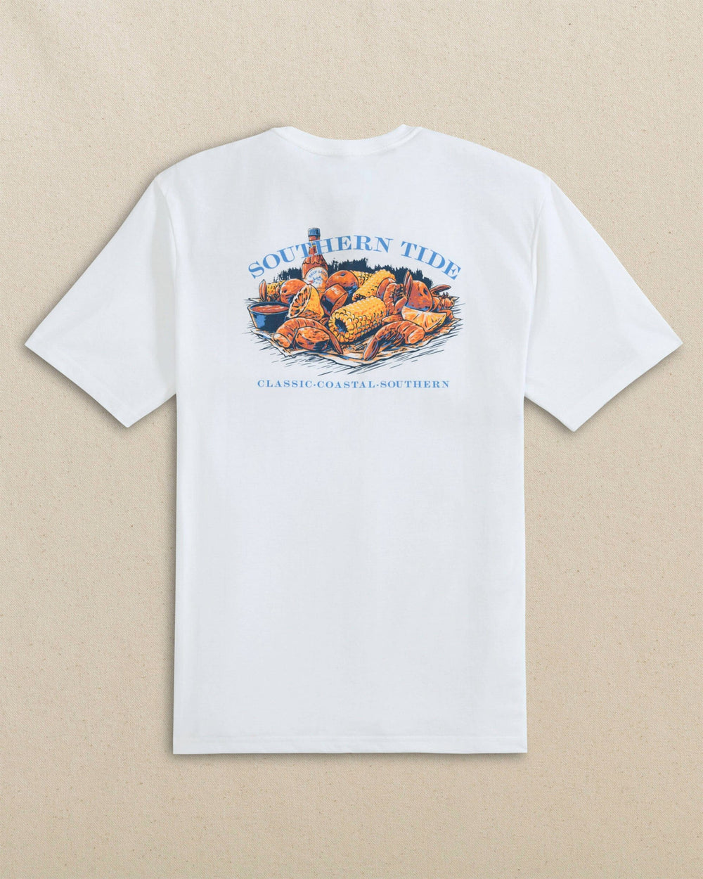 The back view of the Southern Tide Shrimp Boil Short Sleeve T-Shirt by Southern Tide - Classic White
