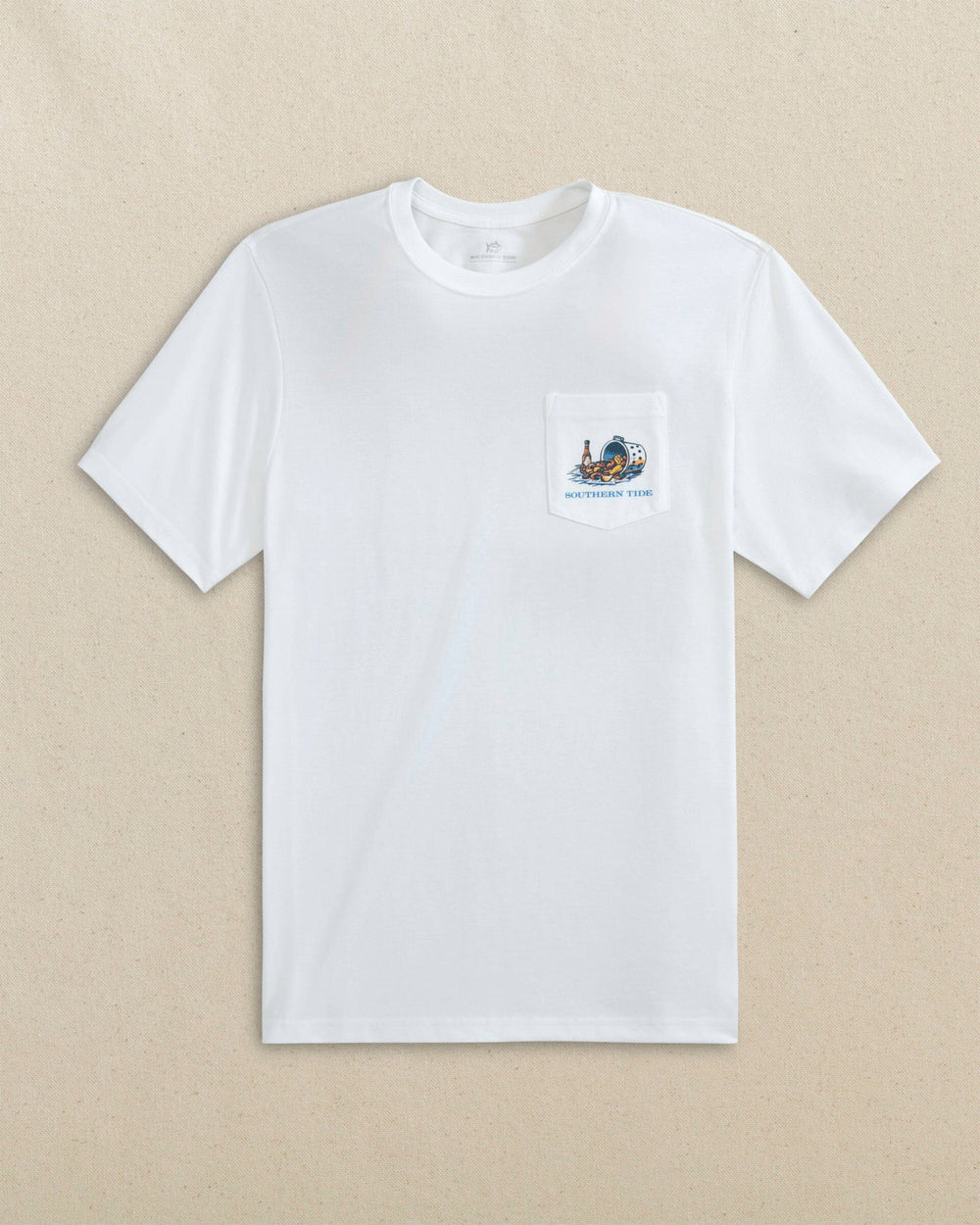 The front view of the Southern Tide Shrimp Boil Short Sleeve T-Shirt by Southern Tide - Classic White