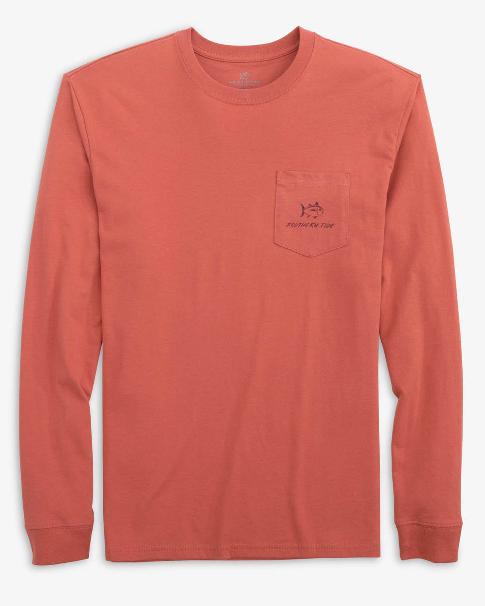 The front view of the Southern Tide Sign To Sail Long Sleeve T-Shirt by Southern Tide - Dusty Coral