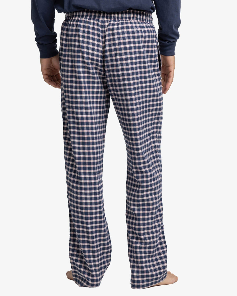 The back view of the Southern Tide Silverleaf Plaid Lounge Pant by Southern Tide - Dress Blue