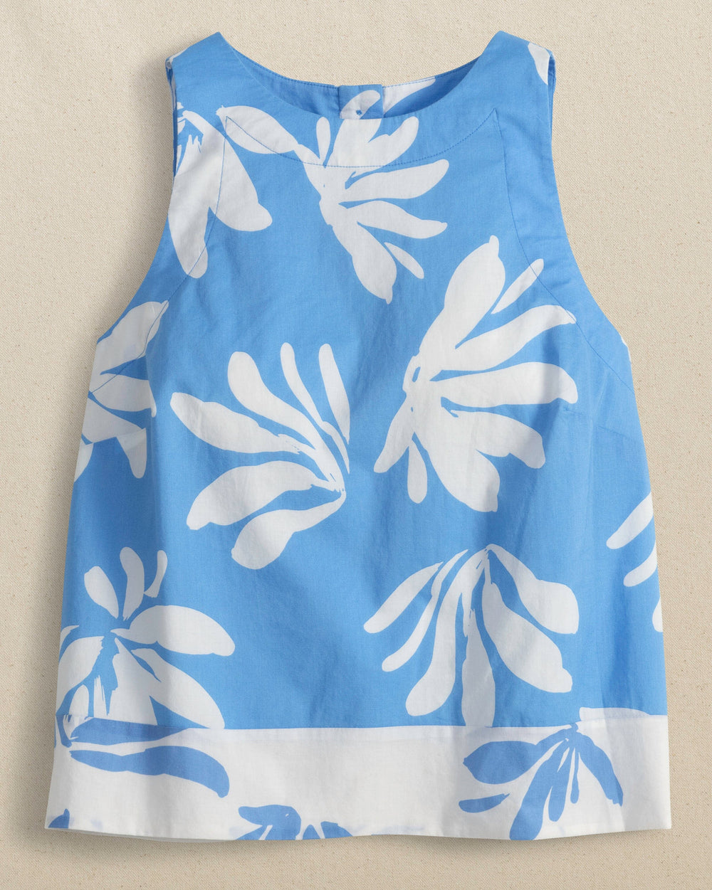 The front view of the Southern Tide Simone Leafy Luxe Printed Tank in Boat Blue by Southern Tide - Boat Blue