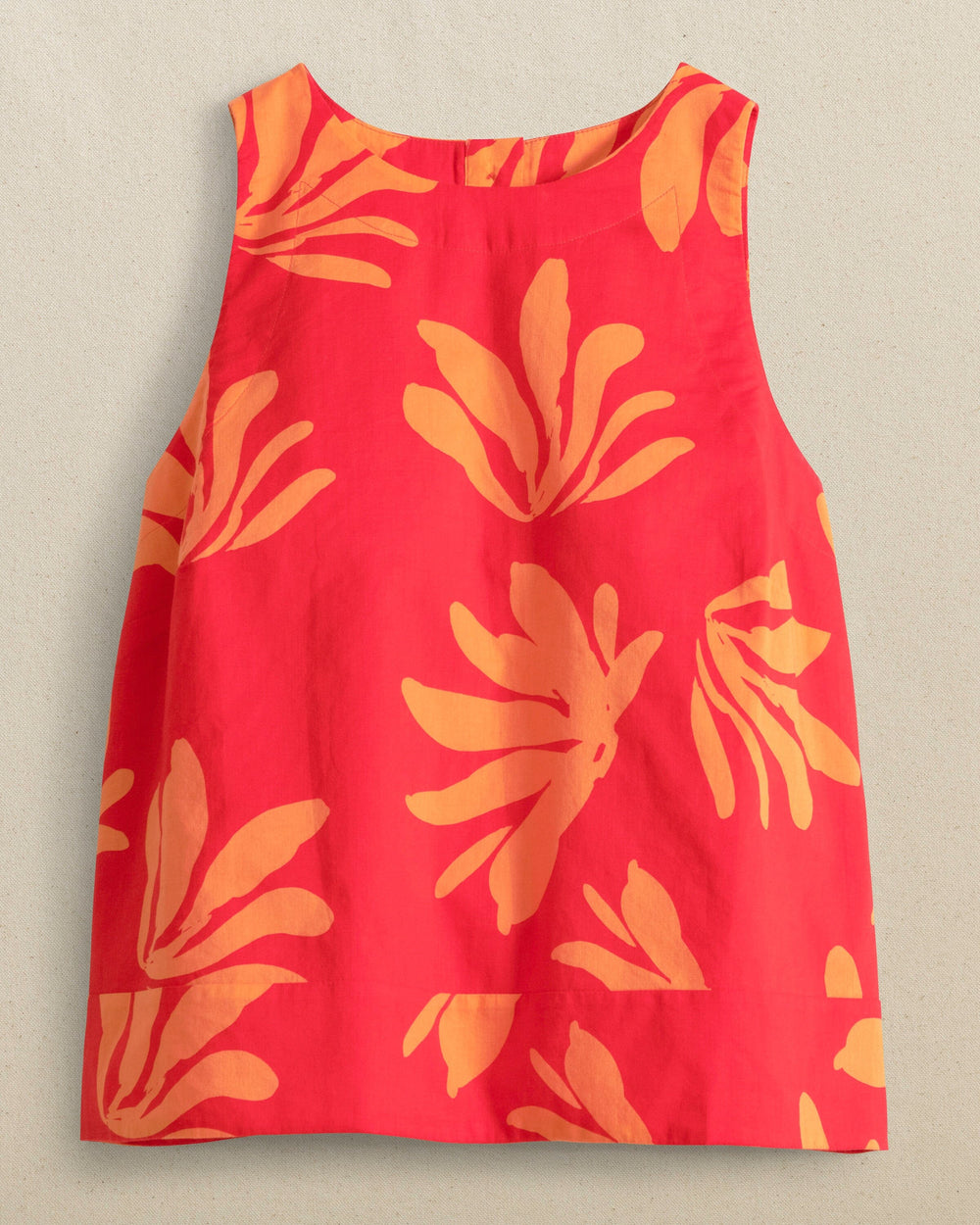 The front view of the Southern Tide Simone Leafy Luxe Printed Tank in Poppy Red by Southern Tide - Poppy Red