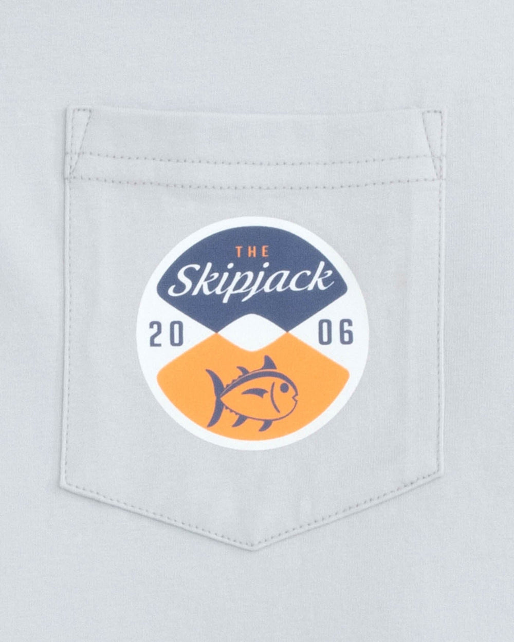 The detail view of the Southern Tide Sj Reel Deal Short Sleeve T-Shirt by Southern Tide - Platinum Grey