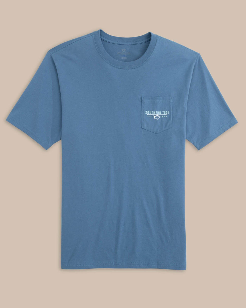 The front view of the Southern Tide Skipjack Beach Surf Club Short Sleeve T-Shirt by Southern Tide - Coronet Blue