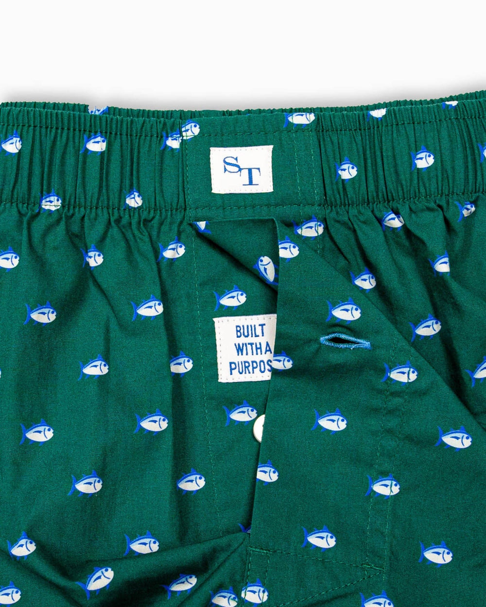 The detail view of the Southern Tide Skipjack Boxer Short by Southern Tide - Cedar Green