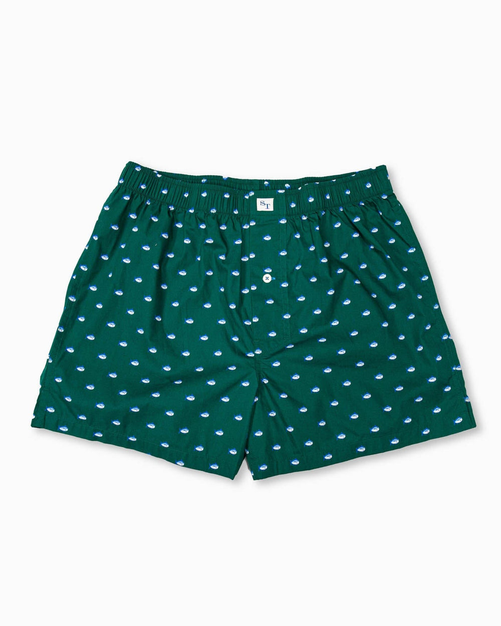 The front view of the Southern Tide Skipjack Boxer Short by Southern Tide - Cedar Green