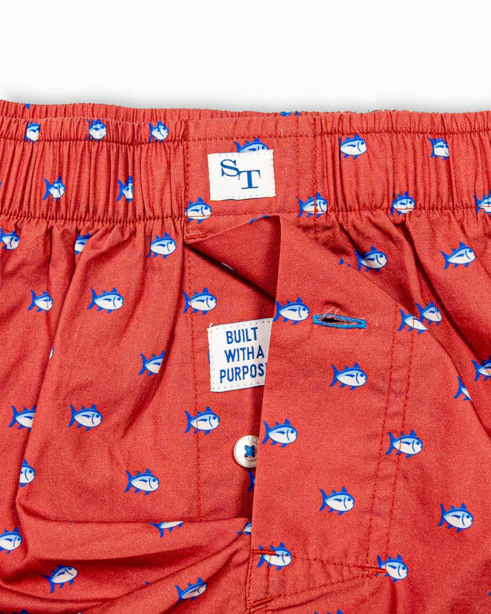 The detail view of the Southern Tide Skipjack Boxer Short by Southern Tide - Dusty Coral