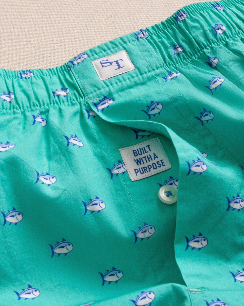 The detail view of the Southern Tide Skipjack Boxer Short by Southern Tide - Turtle Green