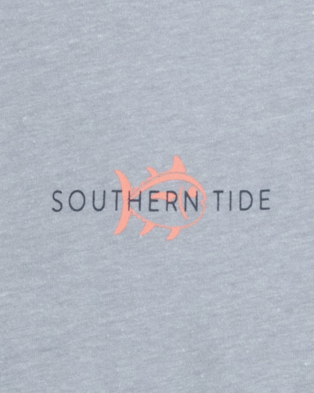 The detail view of the Southern Tide Skipjack Buoys Club Heather Short Sleeve T-shirt by Southern Tide - Heather Platinum Grey