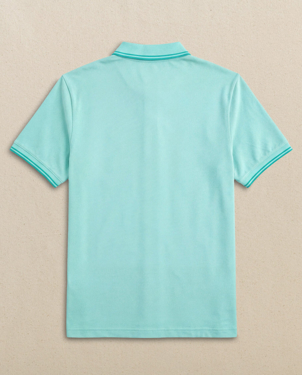 The back view of the Southern Tide Skipjack Coastal Breeze® Pique Polo by Southern Tide - Tame Teal