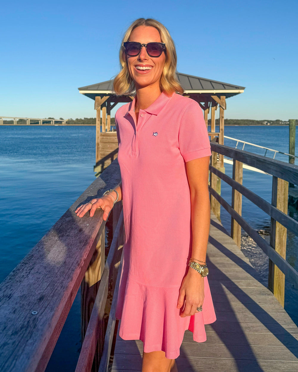 hot pink polo dress Eleanor Sleeveless Polo Dress, Hot Pink/Orange Peel / Eleanor / M