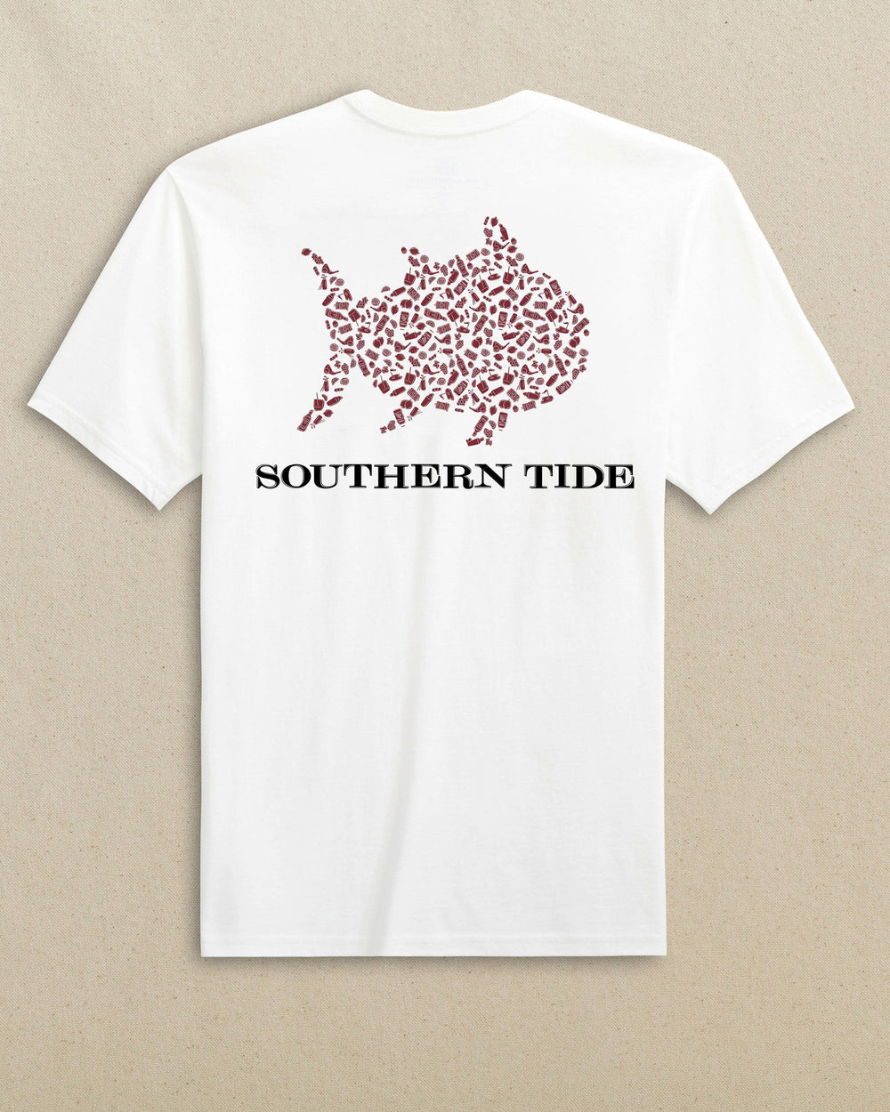 The back view of the Southern Tide Skipjack Fill Tailgate Short Sleeve T-Shirt by Southern Tide - Chianti and Black