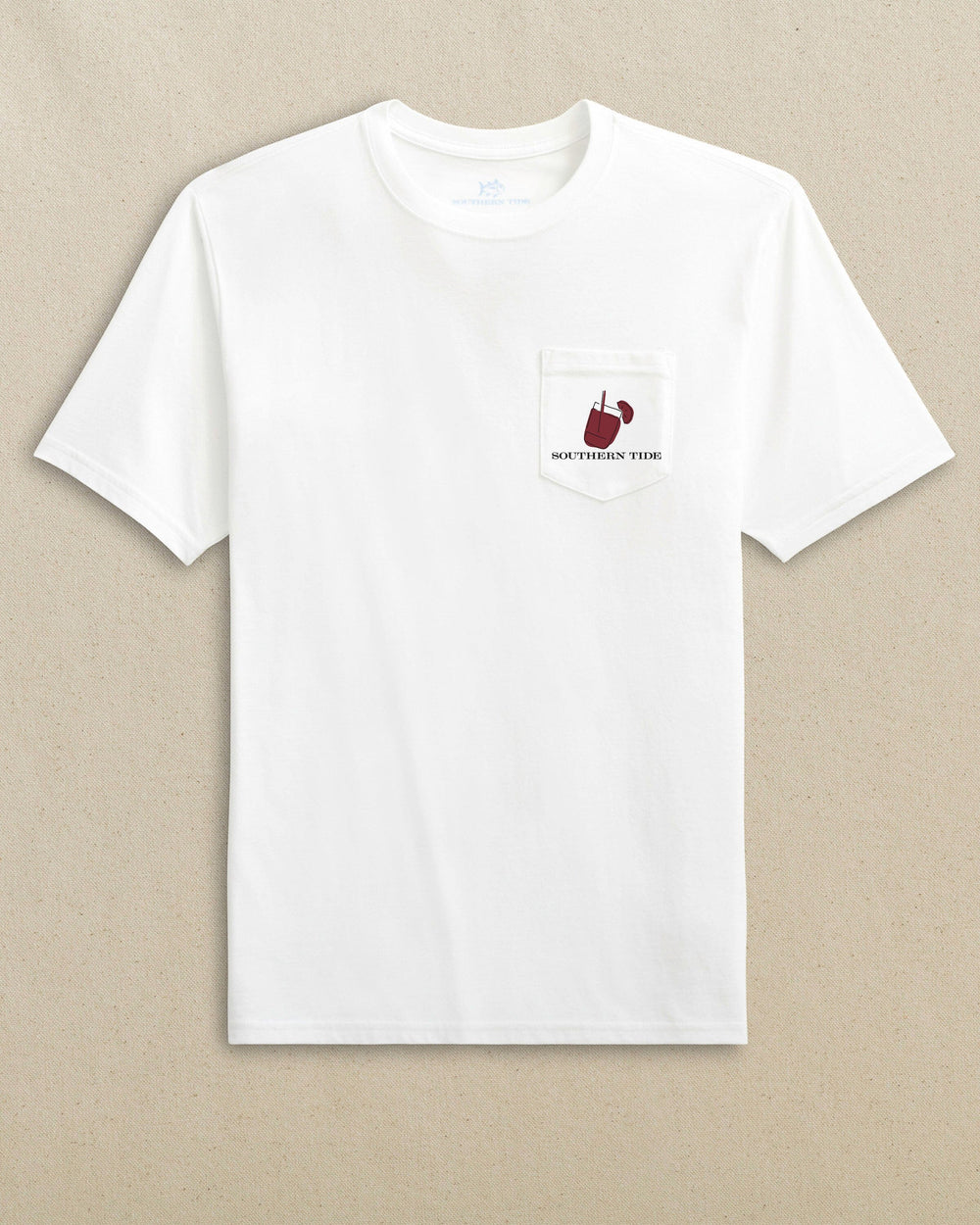 The front view of the Southern Tide Skipjack Fill Tailgate Short Sleeve T-Shirt by Southern Tide - Chianti and Black