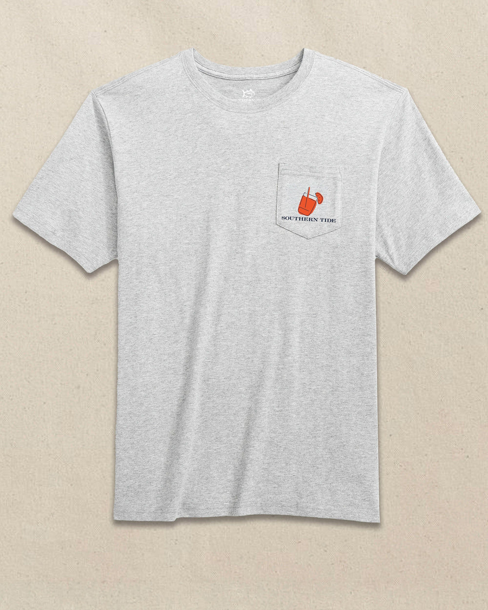 The front view of the Southern Tide Skipjack Fill Tailgate Short Sleeve T-Shirt by Southern Tide - Endzone Orange and Navy