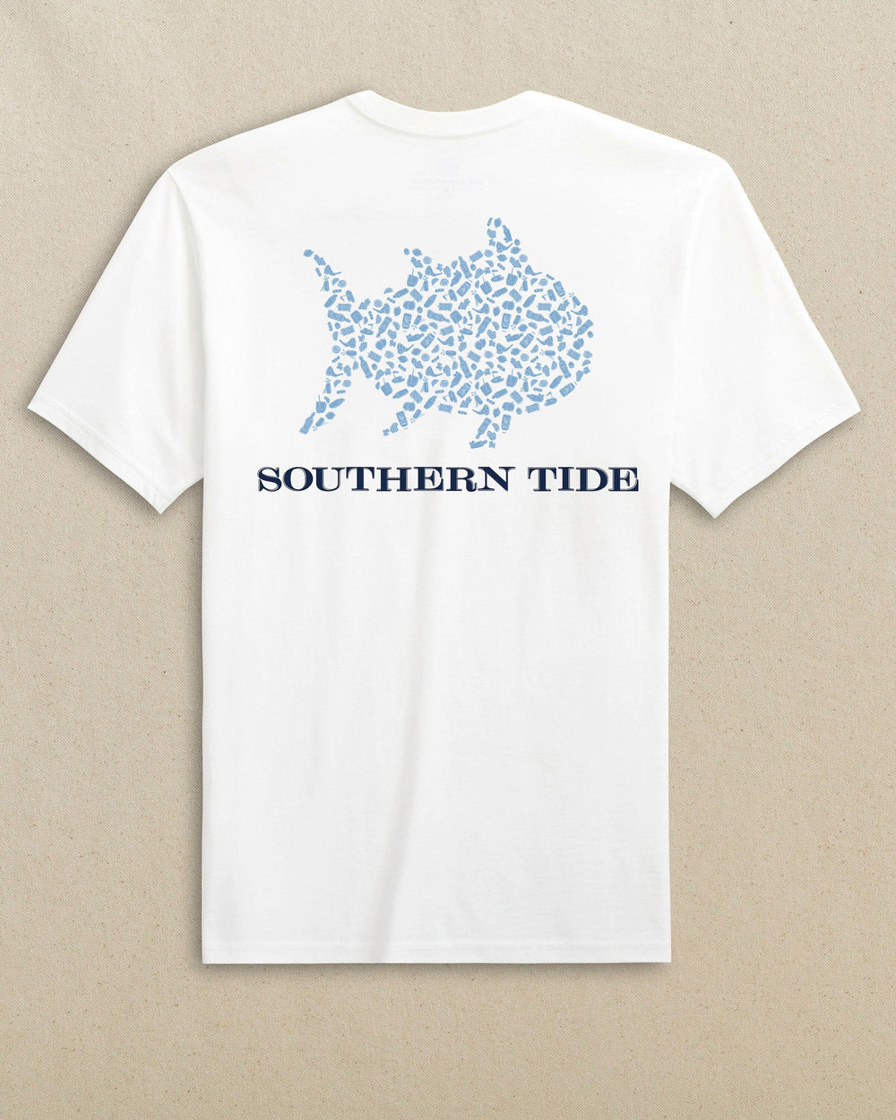 The back view of the Southern Tide Skipjack Fill Tailgate Short Sleeve T-Shirt by Southern Tide - Rush Blue and Navy
