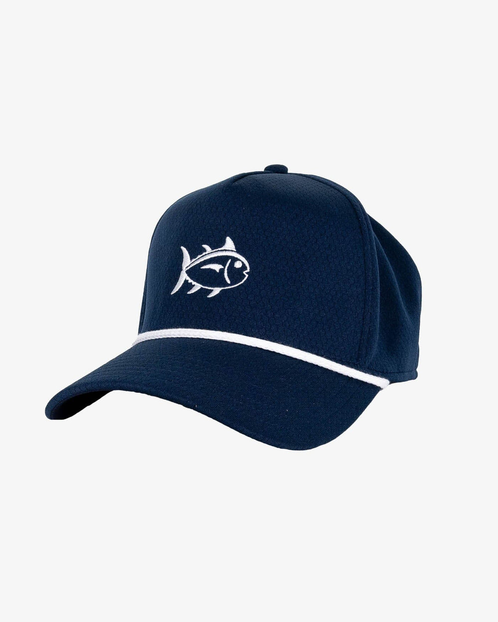 The front view of the Southern Tide Skipjack Honeycomb Snapback Hat by Southern Tide - Navy