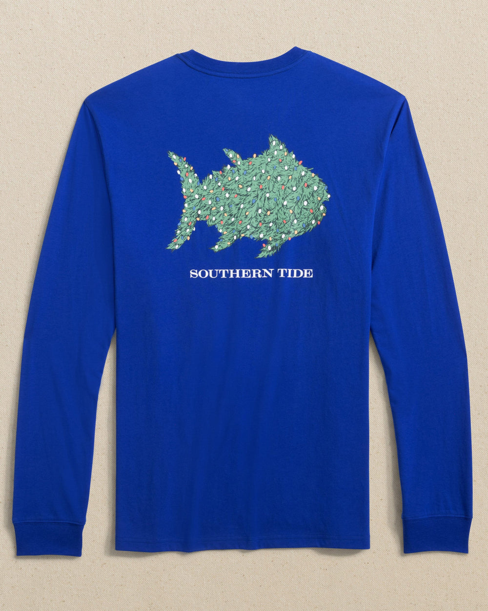 The back view of the Southern Tide Skipjack Lights Long Sleeve T-Shirt by Southern Tide - Surf Blue