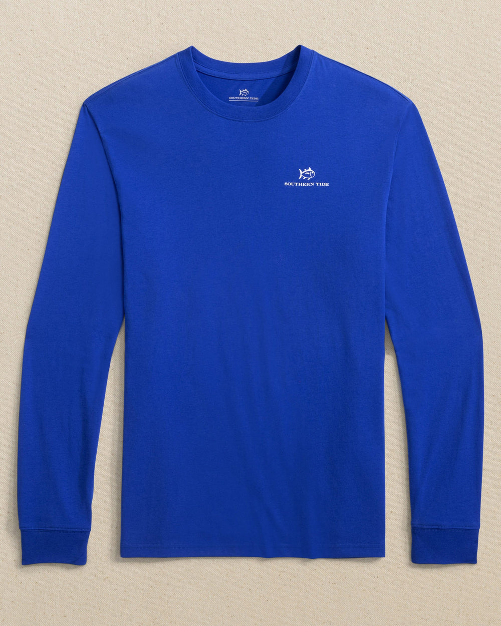 The front view of the Southern Tide Skipjack Lights Long Sleeve T-Shirt by Southern Tide - Surf Blue