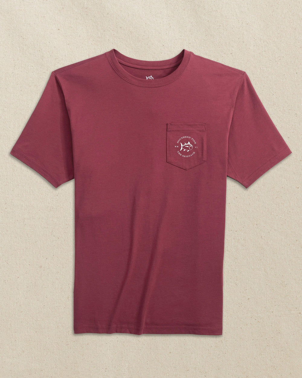 The front view of the Southern Tide Skipjack Play Short Sleeve T-Shirt by Southern Tide - Chianti and Black