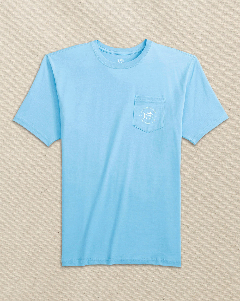 The front view of the Southern Tide Skipjack Play Short Sleeve T-Shirt by Southern Tide - Rush Blue and Navy