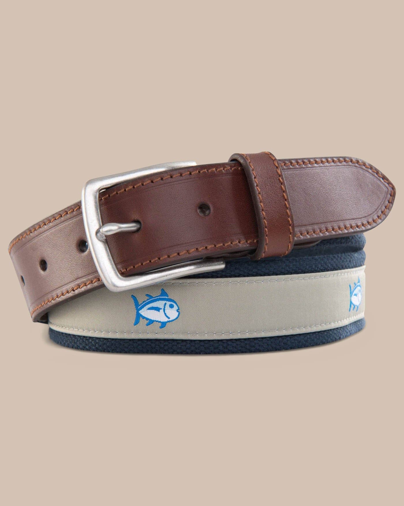 【I AM MARI】Rive Brushed Herringbone Slit H-Line SK (Belt) Men's Skipjack Ribbon Belt | Southern Tide