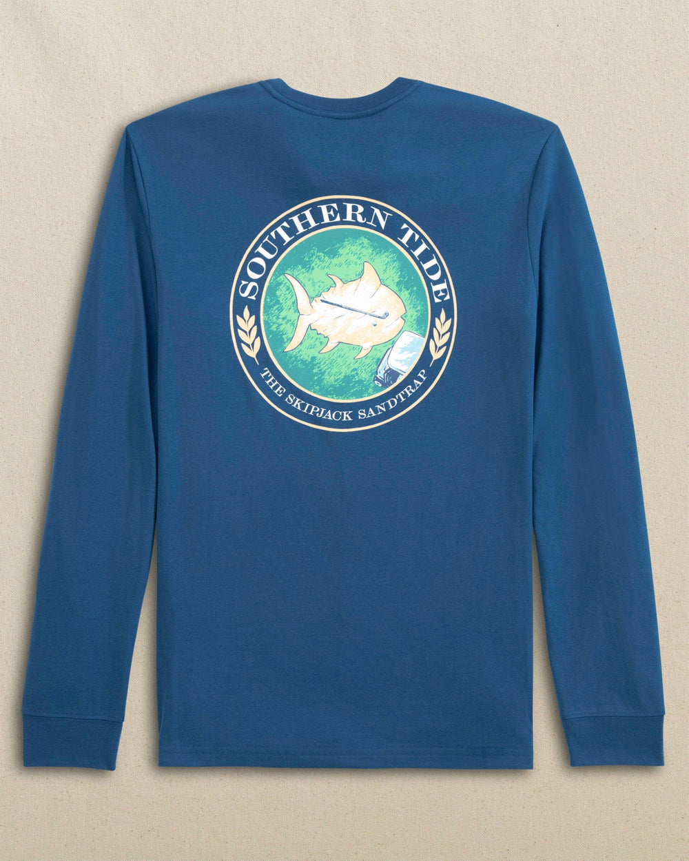 The back view of the Southern Tide Skipjack Sandtrap Long Sleeve T-Shirt by Southern Tide - Nautical Blue
