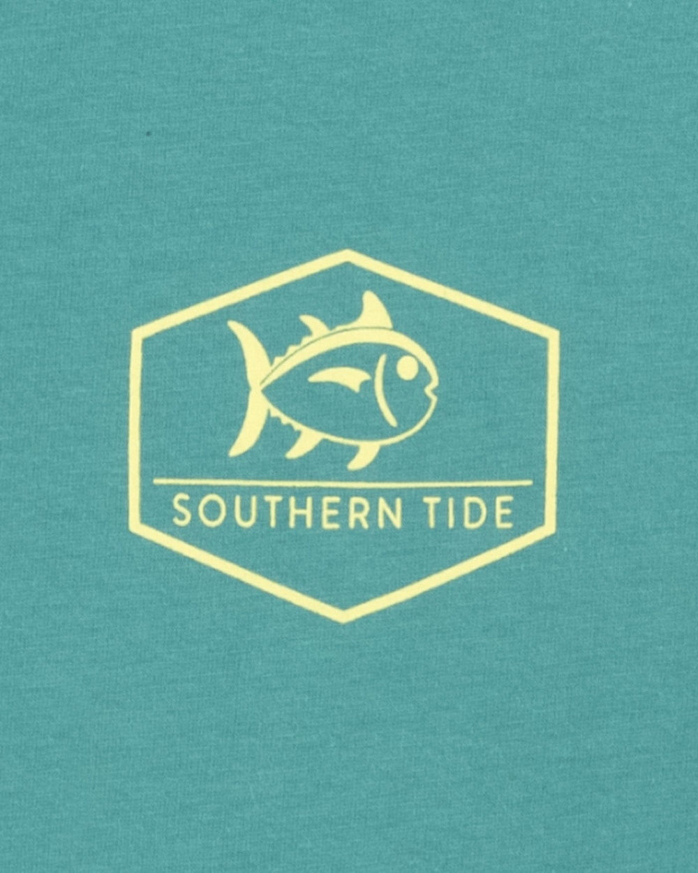 The pocket view of the Southern Tide Skipjack TC RTM Long Sleeve T-Shirt by Southern Tide - Teal