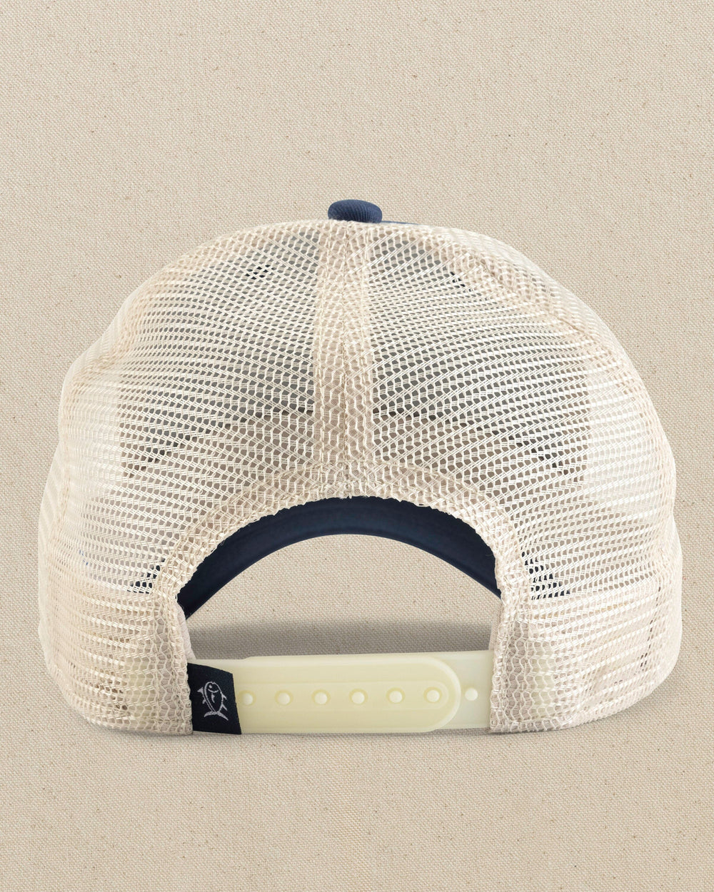 The back view of the Southern Tide Skipjack Trading Co. Trucker Hat by Southern Tide - Aged Denim