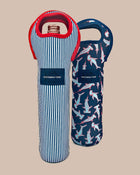 The front view of the Southern Tide Skipjack Wine Totes Set of Two by Southern Tide - Aged Denim