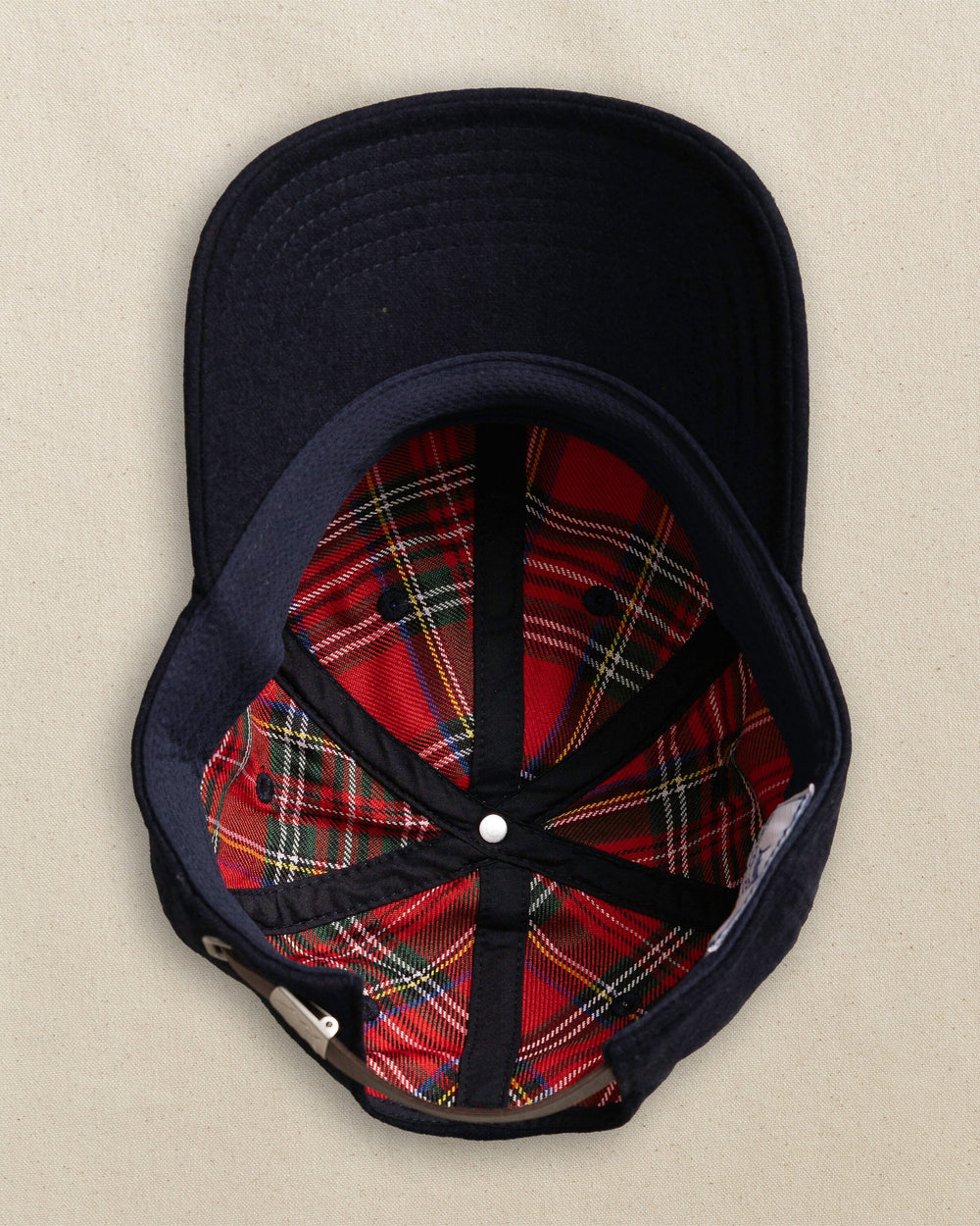 The under view of the Southern Tide Skipjack Wool Leather Strap Hat by Southern Tide - Navy